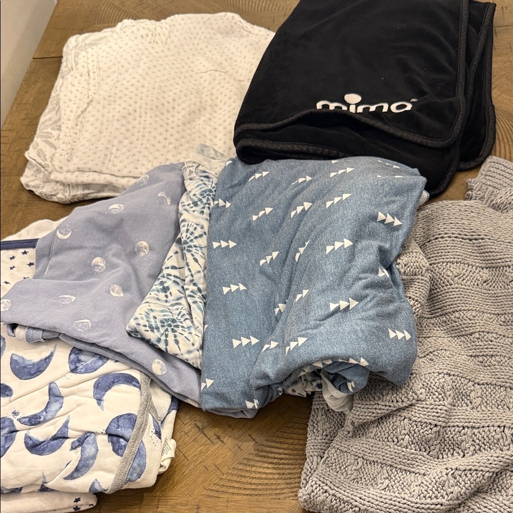 Assorted Baby/Infant Blankets - Blue, Gray, White